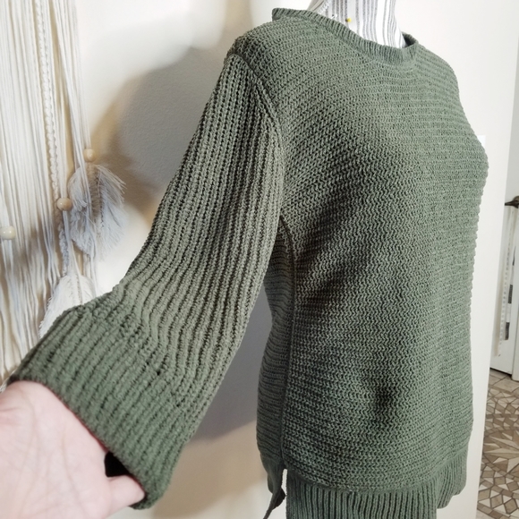 BB Dakota Chenille Knit Sweater Army Green Sz S - Picture 2 of 6